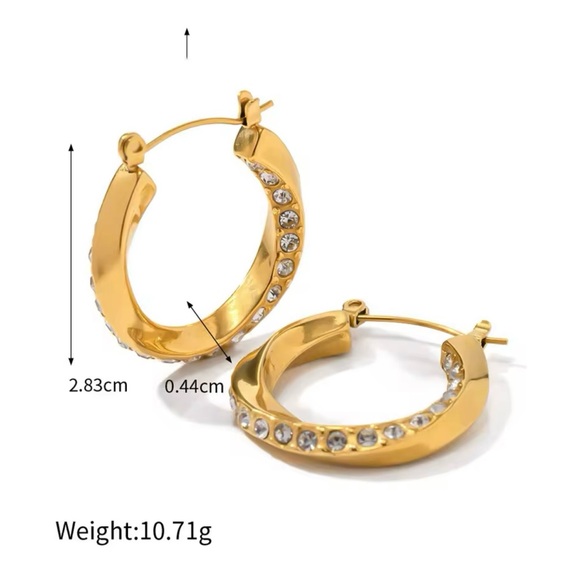 Two pair for $49*Hoop Earrings*18K Gold Plated Zircon Hoops*Tarnish Free - Picture 3 of 3